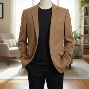 New with Tag Stafford 100% Camel Hair 2 button 2 vents Sport Coat Jacket 46R